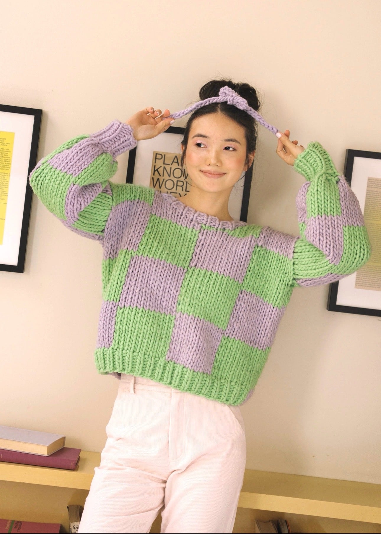 All Over Check Jumper Beginner Knit Kit