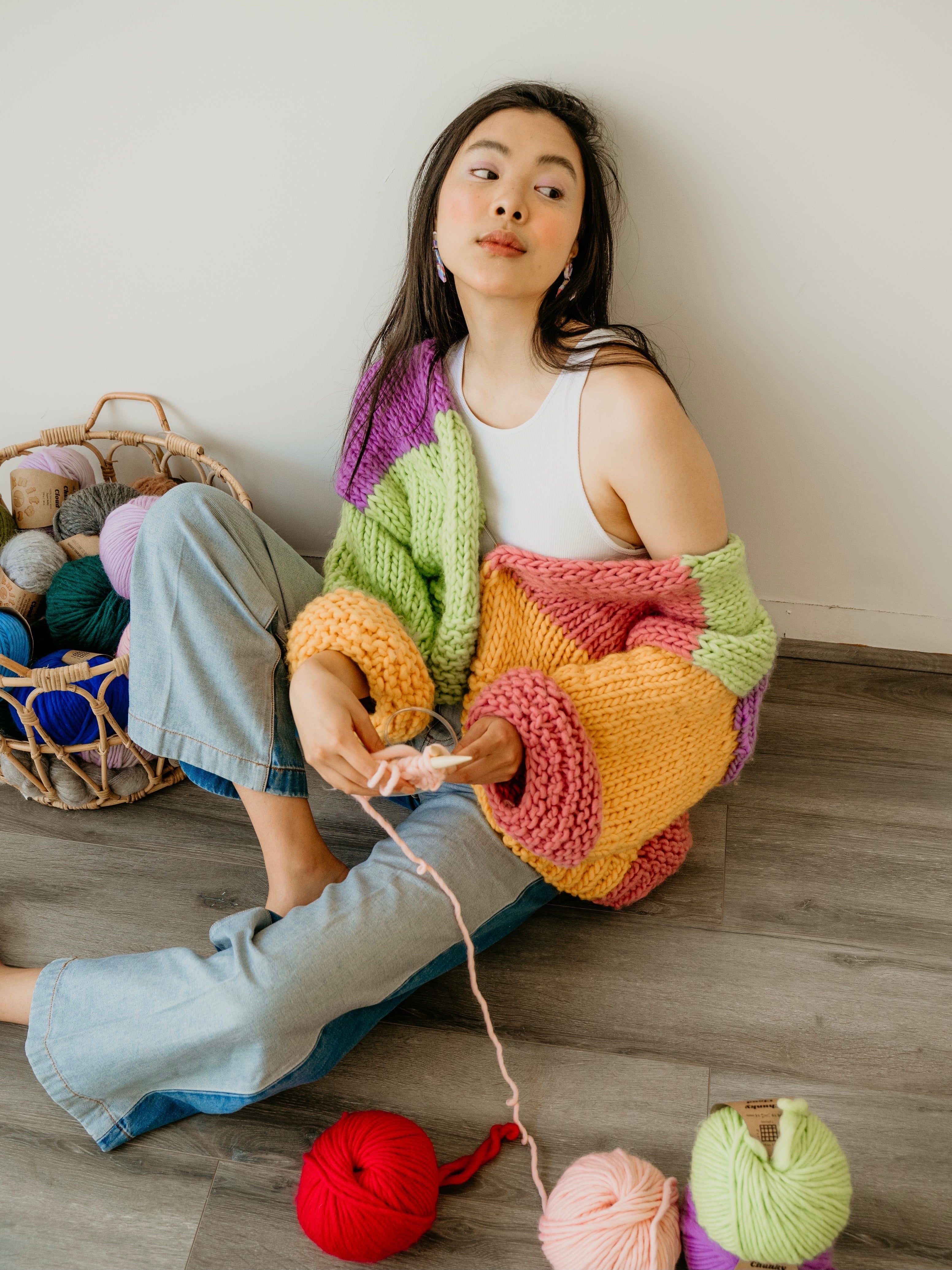 Rainbow Cardigan Beginner Knit Kit