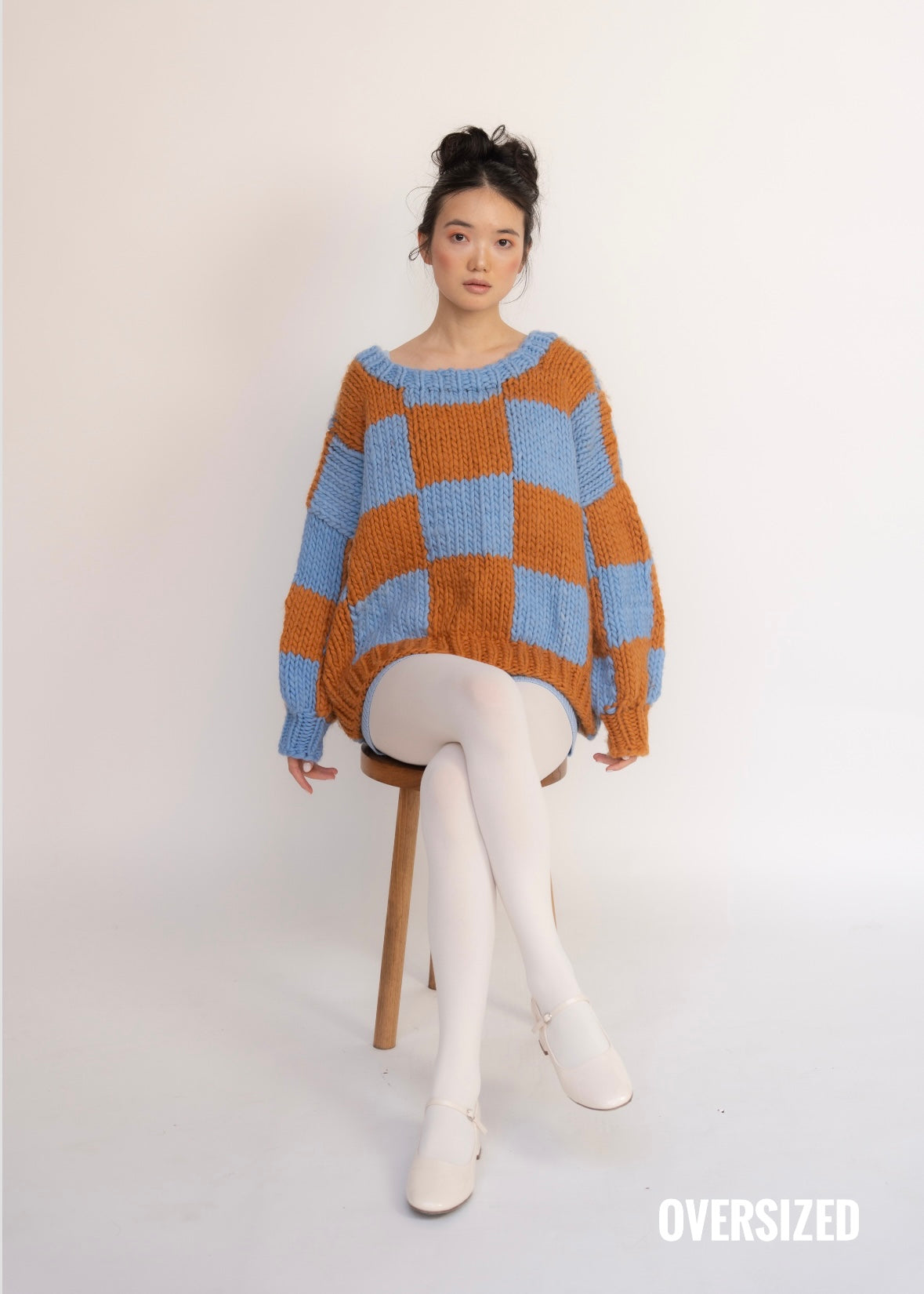 トップス andequal checked pattern knit All Over Check Jumper Beginner Knit Kit – Knitato