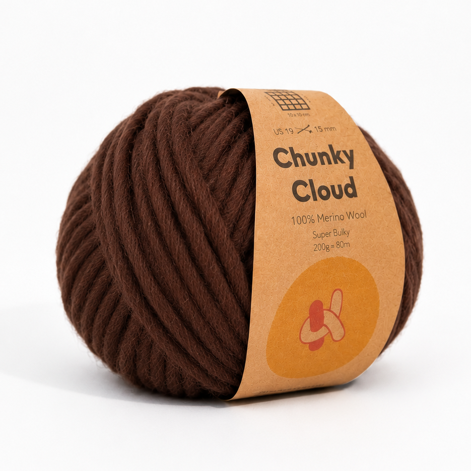Chunky Cloud - Dark Chocolate | Chunky Yarn | Super Bulky Merino Wool