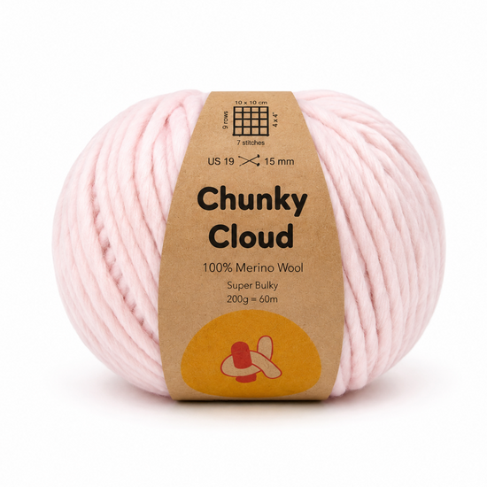 Chunky Cloud - Powdered Blush | Chunky Yarn | Super Bulky Merino Wool