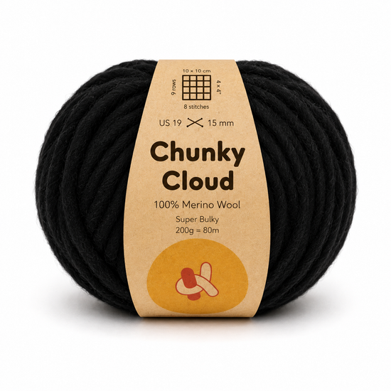 Chunky Cloud - Space Black | Chunky Yarn | Super Bulky Merino Wool