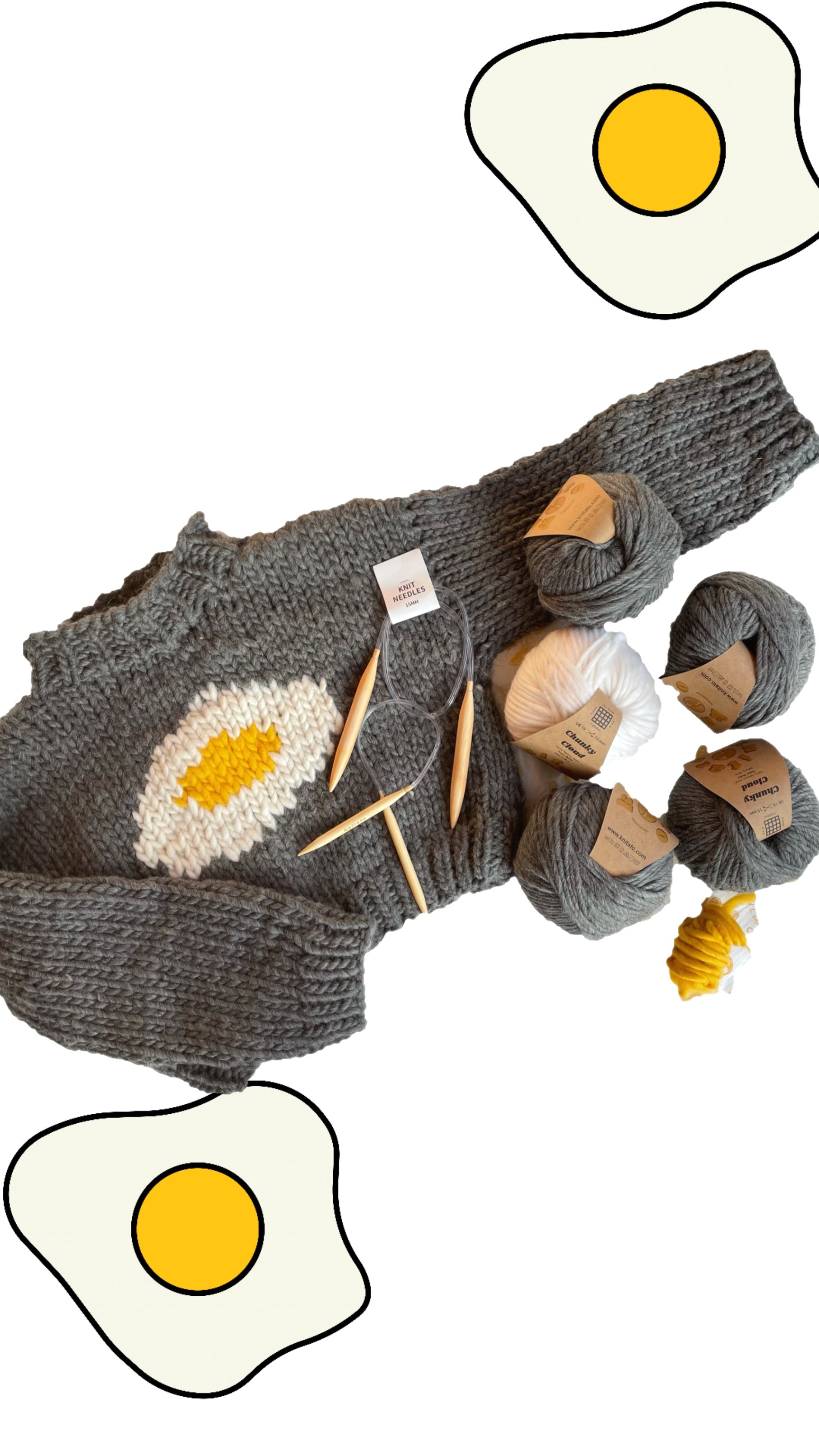 Fried Egg Sweater Beginner Knit Kit