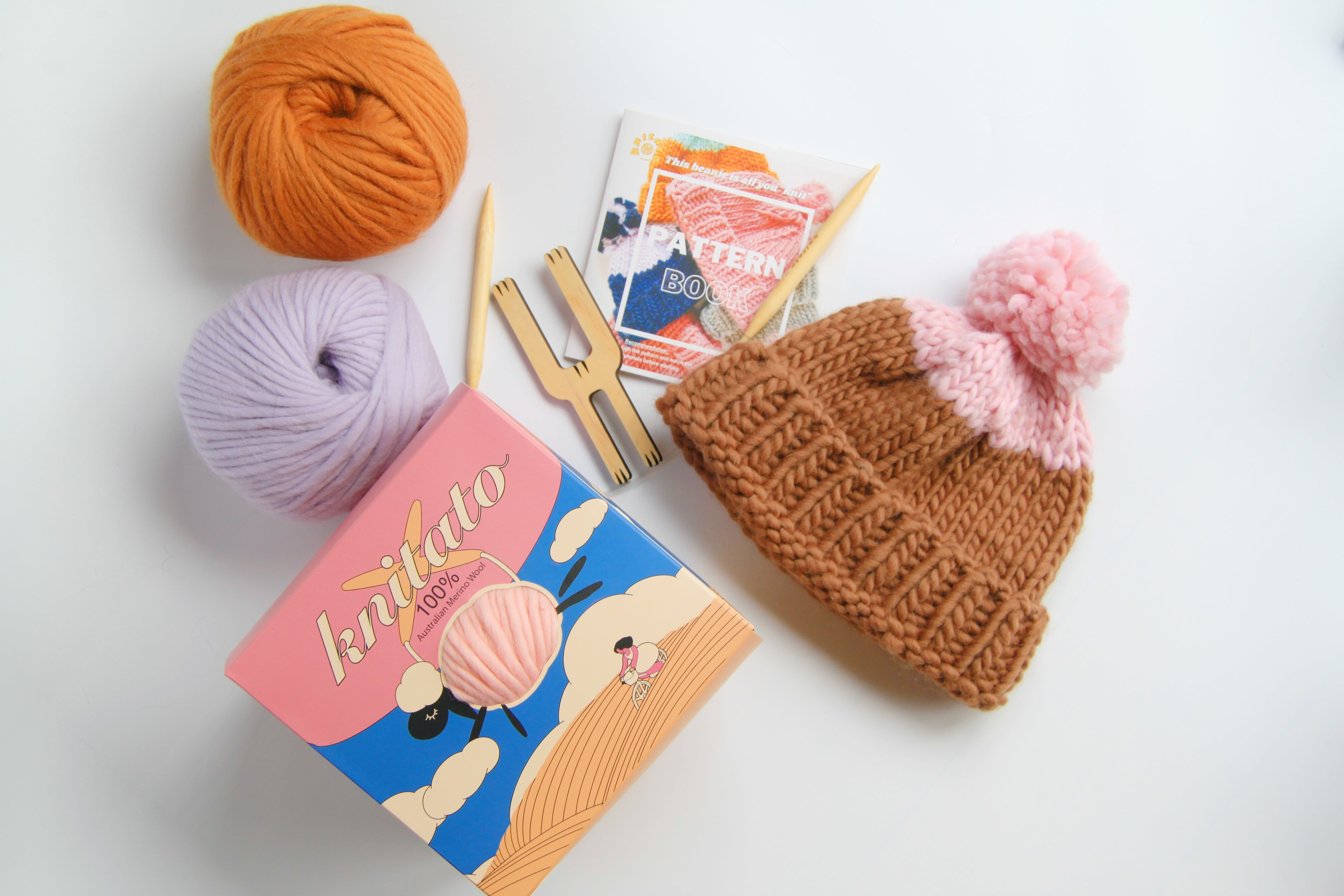 Knitato Beanie Box (Kit for 2 Beanies) Beginner Knit Kit