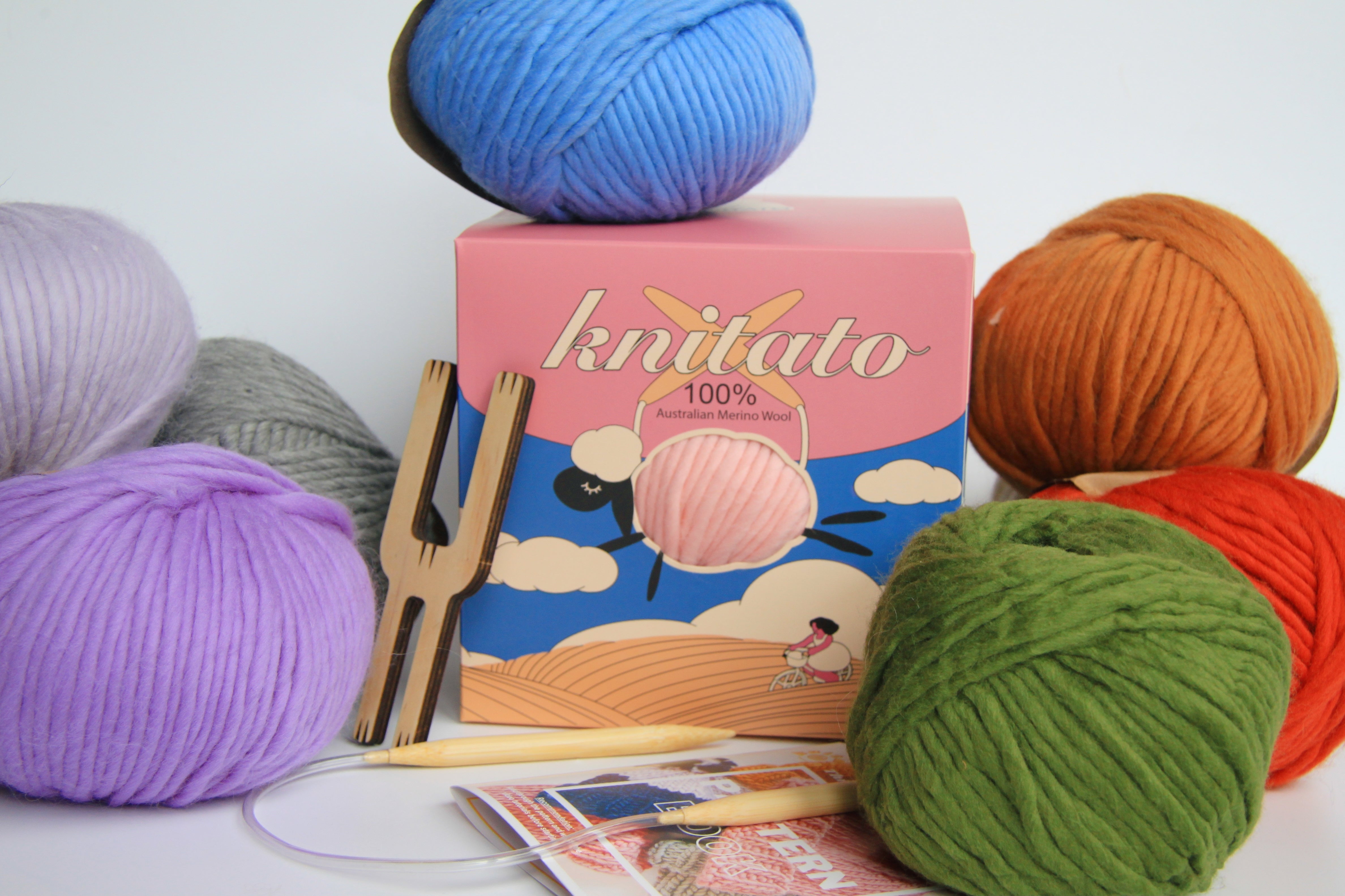 Knitato Beanie Box (Kit for 2 Beanies) Beginner Knit Kit